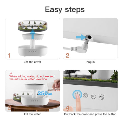 BLOIMP 250ML Essential Oil Diffuser – Rain Cloud Humidifier & Ultrasonic Drip Diffuser (White Grey)