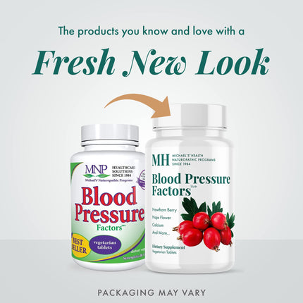 MICHAEL'S Health Naturopathic Programs Blood Pressure Factors - 180 Vegetarian Tablets, Pack of 2 - Provides Fluid Balance Support - Kosher - 120 Total Servings