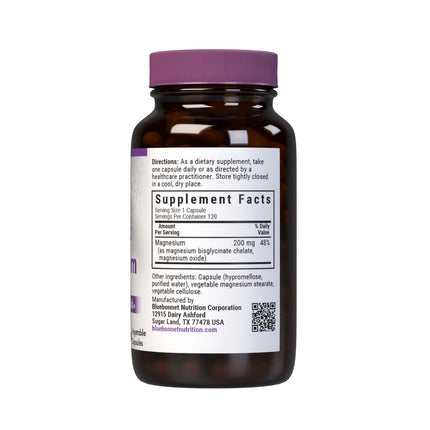 Bluebonnet Albion Buffered Chelated Magnesium 200 mg | 120 Veg Capsules