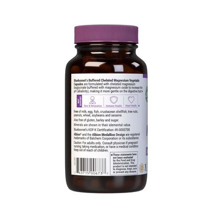 Bluebonnet Albion Buffered Chelated Magnesium 200 mg | 120 Veg Capsules