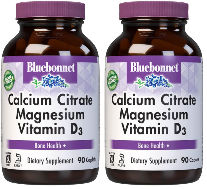 Bluebonnet Calcium Citrate Magnesium Plus Vitamin D3 Caplets – 90 Count Pack of 2