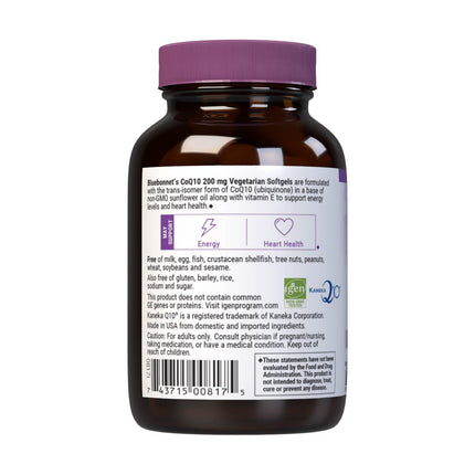 BlueBonnet CoQ-10 Vegetarian Softgels 200 mg – 60 Count | Energy & Heart Support