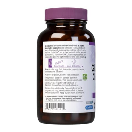 BlueBonnet Glucosamine Chondroitin Plus MSM | Bone & Joint Support (180 Veg Capsules)
