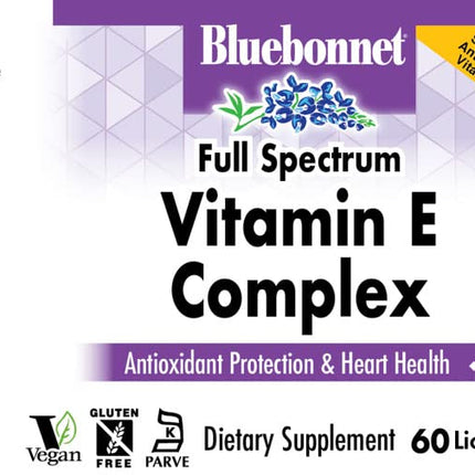 BlueBonnet Natural Full Spectrum Vitamin E Complex - 60 Licaps