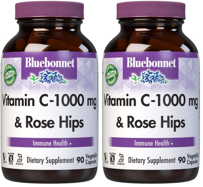 BlueBonnet Vitamin C-1000 mg + Rose Hips – Immune Support, Vegan