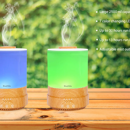 BlueHills Premium 2500ml XL Essential Oil Diffuser for Large Rooms – Humidifier & Aromatherapy