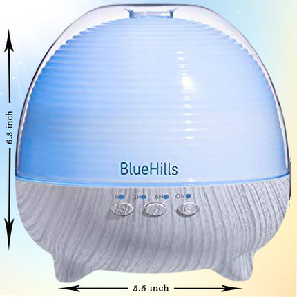 BlueHills Premium Essential Oil Diffuser with Remote — 600ml White Wood Grain for Large Rooms | Humidifier & Aromatherapy