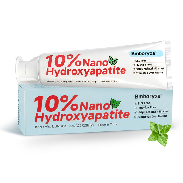 Bmboryxa 10% Nano Hydroxyapatite Toothpaste – SLS & Fluoride Free (Mint, 4.23oz)