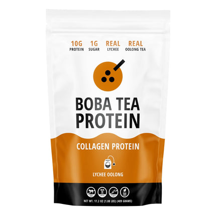 Boba Tea Protein Lychee Oolong Collagen | 30 Servings | Grass-Fed Hydrolyzed Bovine Collagen Powder