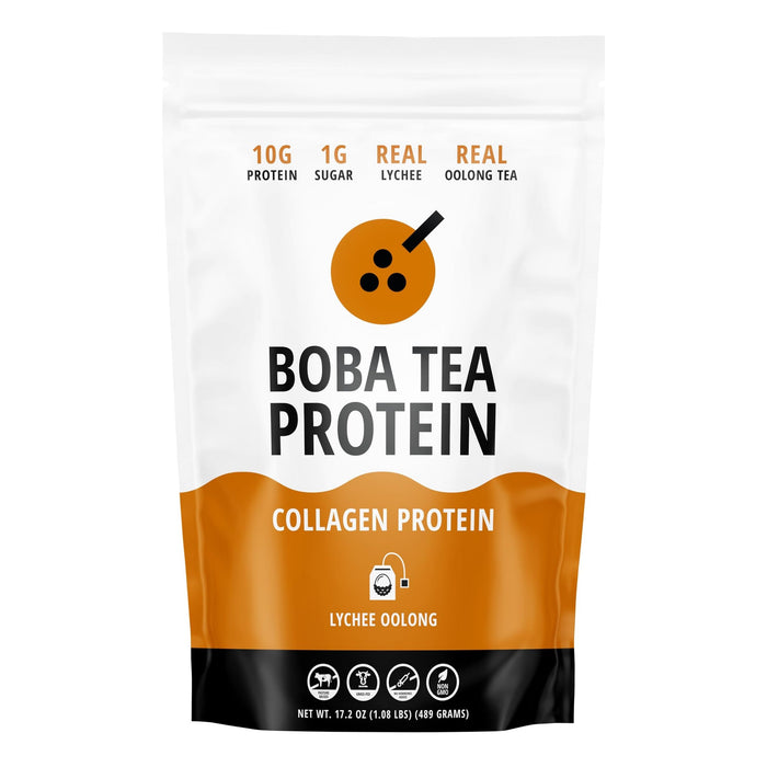 Boba Tea Protein Lychee Oolong Collagen | 30 Servings | Grass-Fed Hydrolyzed Bovine Collagen Powder