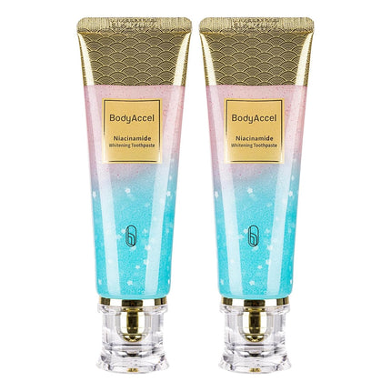 2 Pack BodyAccel Niacinamide Whitening Toothpaste – Triple Whitening, Gentle Formula, Fresh Breath