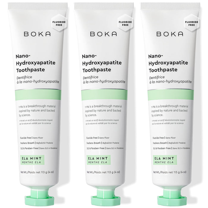 Boka Fluoride Free Nano Hydroxyapatite Toothpaste – Ela Mint, 4 oz, 3-Pack (US Made)