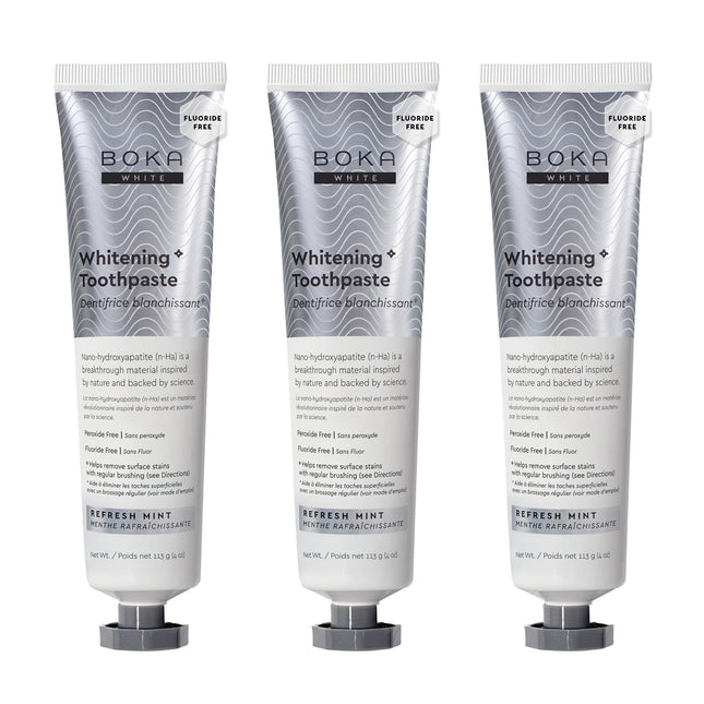 Boka Fluoride Free Toothpaste with Nano Hydroxyapatite – Sensitive Teeth, Whitening Mint, 4 oz, 3 Pack, US Made