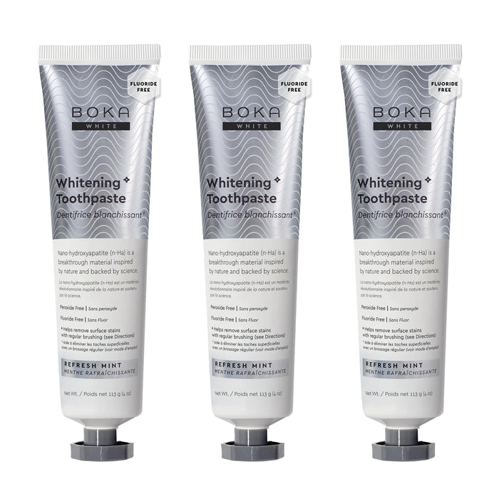 Boka Fluoride Free Toothpaste with Nano Hydroxyapatite – Sensitive Teeth, Whitening Mint, 4 oz, 3 Pack, US Made