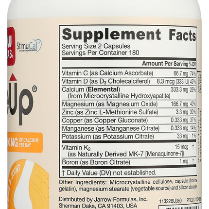 Jarrow Formulas BoneUp – Bone Health Micronutrient Formula (360 Capsules, 180 Servings) with D3, K2 MK-7 & Calcium