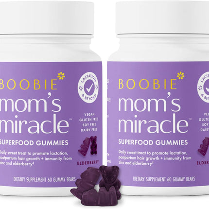 Boobie Bears Lactation Gummies | Milk Supply Boost, Immunity & Hair Growth | 120 Count