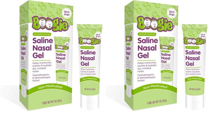 Boogie Saline Nasal Gel – Aloe & Isotonic Saline, Unscented, Pack of 2