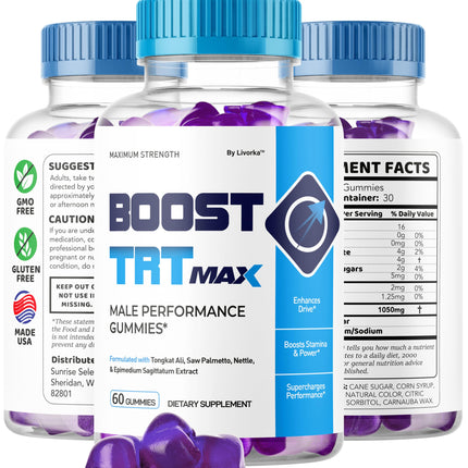 (2 Pack) Boost TRT Max Gummies for Men – Advanced Natural Formula, 2 Months Supply