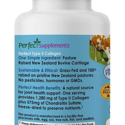 Perfect Type II Collagen – 150 Capsules | Pasture Raised | Joint Support