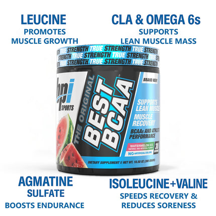 BPI Sports Best BCAA Powder – Watermelon Ice, 60 Servings | 1.32 lb