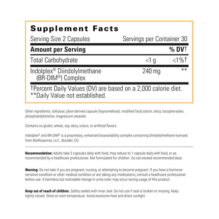 Integrative Therapeutics Indolplex – 240mg Bioavailable DIM for Hormone Balance Support; Gluten & Dairy Free - 60 Capsules