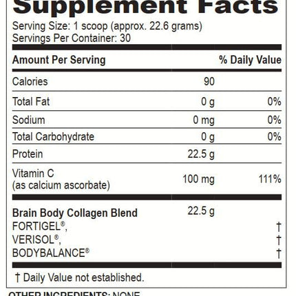 Brain Body Collagen Peptides Powder – Unflavored 678g | 30 Servings, 22g Protein
