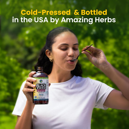 Amazing Herbs Premium Black Seed Oil - Cold-Pressed Nigella Sativa 1oz