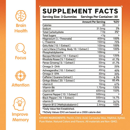 Brain Optimizer Gummies - Brain Support for Memory, Focus & Attention (Raspberry)