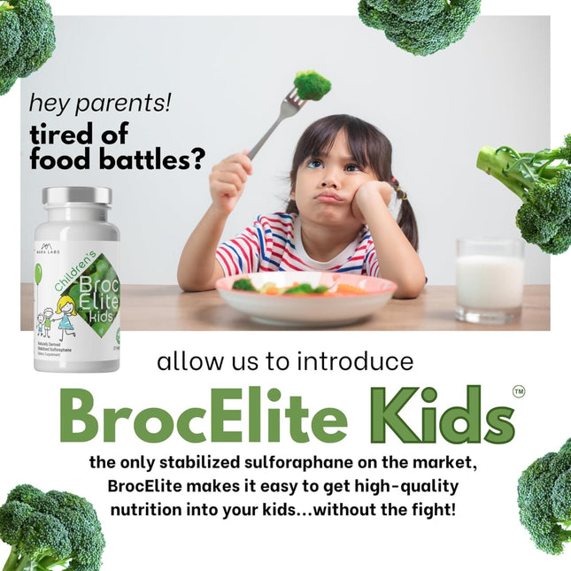 BrocElite Mara Labs Kids | Broccoli Sulforaphane Supplement for Children | No Glyphosate Residue | 60 Vegan Capsules