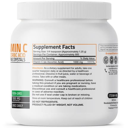 Bronson Vitamin C Powder 1kg – Pure Ascorbic Acid, Non-GMO