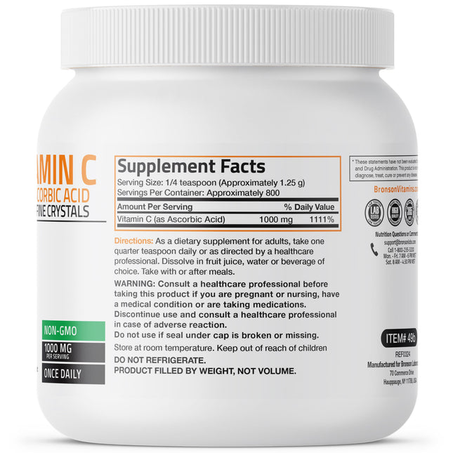 Bronson Vitamin C Powder 1kg – Pure Ascorbic Acid, Non-GMO