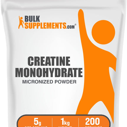 BulkSupplements Creatine Monohydrate Powder – Micronized, Unflavored, 5g per Serving, 1kg