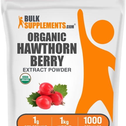 BulkSupplements Organic Hawthorn Berry Extract Powder – 1kg, Gluten Free