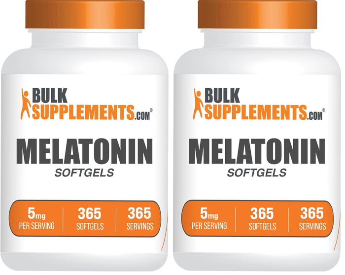 BulkSupplements Melatonin 5 mg Softgels – Sleep Support for Adults, 5 mg per Serving, Gluten Free, 365 Count (Pack of 2)