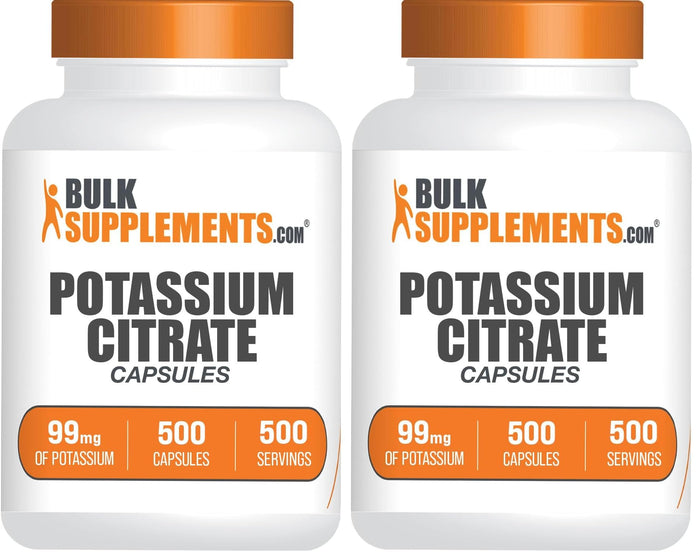 BulkSupplements Potassium Citrate Capsules 99mg - 500 Capsules (Pack of 2) | 1 Capsule Serving