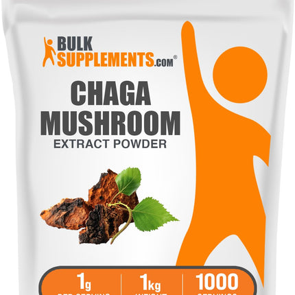 BulkSupplements.com Chaga Mushroom Extract Powder – Gluten Free, 1 g per Serving, 1 kg
