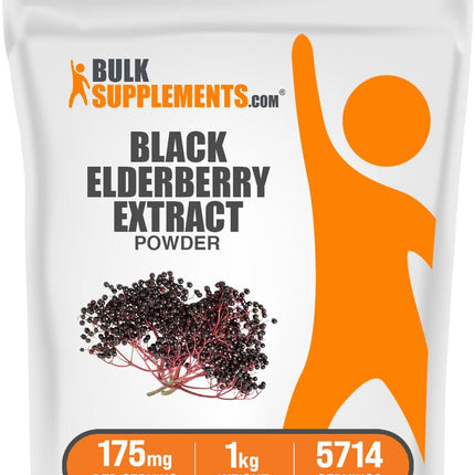 BulkSupplements Elderberry Extract Powder – Black Elderberry, 1kg, Gluten Free | 175 mg per Serving