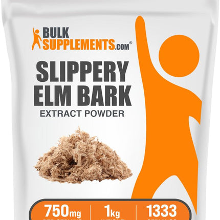 BulkSupplements Slippery Elm Bark Extract Powder – Gluten Free, 750 mg per Serving, 1 kg