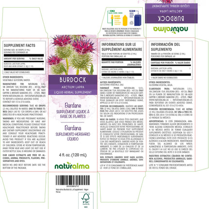 Naturalma Burdock Root & Herb Tincture – Alcohol-Free, 4 fl oz Drops – Vegan