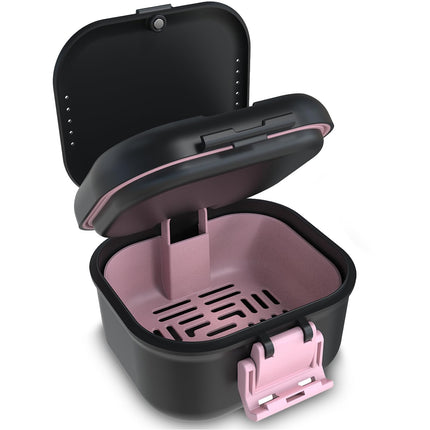 BVN Leakproof Denture Cup with Magnetic Organizer – Black & Pink