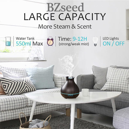 BZseed Aromatherapy Diffuser 550ml – Ultrasonic Humidifier with Auto-Off