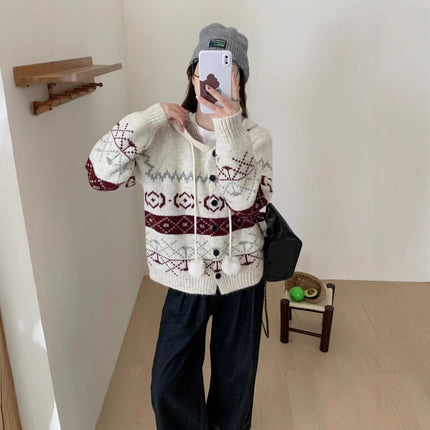 Idle Style Brocade Sweater Plus Size Women's Coat