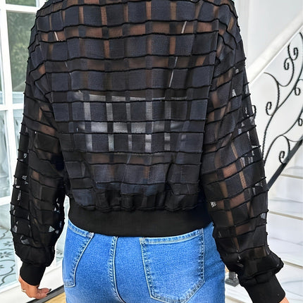 Women's Semi-transparent Thread Zipper Casual Jacket