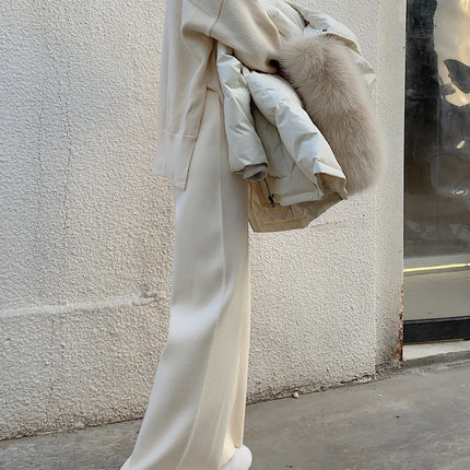 Women's Autumn And Winter Knitting Wide-leg Pants High Waist Drooping Mopping Casual