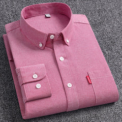 Men's Premium Oxford Cotton Shirt - Long Sleeve Button Down Dress Shirt