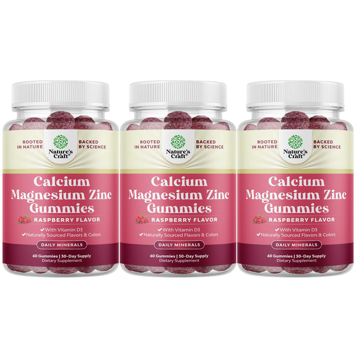 Calcium Magnesium Zinc Gummies with Vitamin D3 – Kosher Non-GMO Gelatin-Free (3 Month Supply)