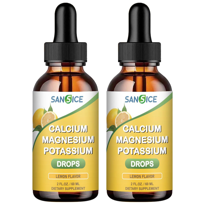 Calcium Potassium Magnesium Liquid Drops – High-Absorption Magnesium Glycinate – 2 Pack