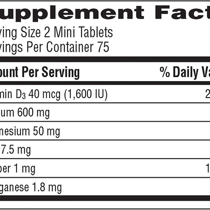 Caltrate Minis + Minerals – 150 Count (Pack of 2) | Calcium + Vitamin D3 + Zinc, Copper & Manganese