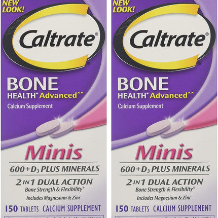 Caltrate Minis + Minerals – 150 Count (Pack of 2) | Calcium + Vitamin D3 + Zinc, Copper & Manganese