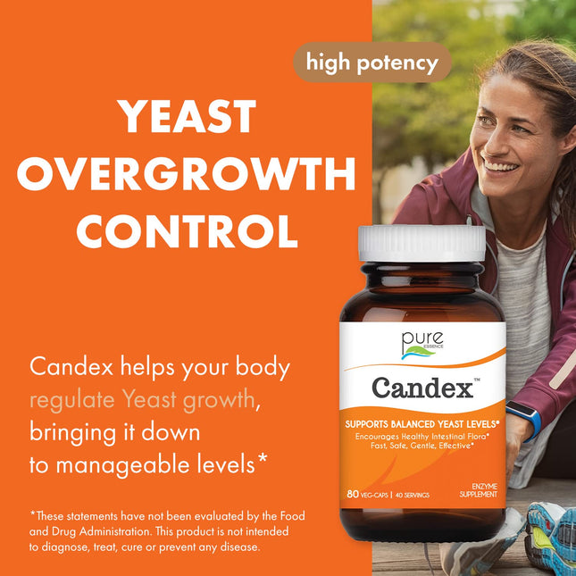 Pure Essence Candex Supplement – Yeast Overgrowth Support with Digestive Enzymes | 80 Capsules | Pure Essence Labs